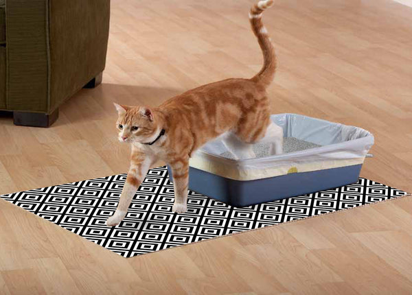 The Original Ribbed Foam Litter Mat - Black & White Geometric –  cocktailsandmeows