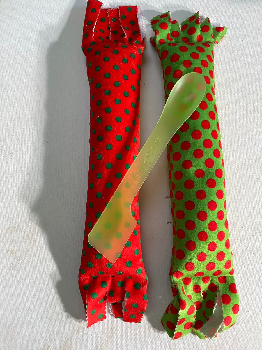 Holiday Dot Gift Set of Happy Hours Catnip & Silvervine Kickers Red & Lime Green Plus Free Citrine Spoon