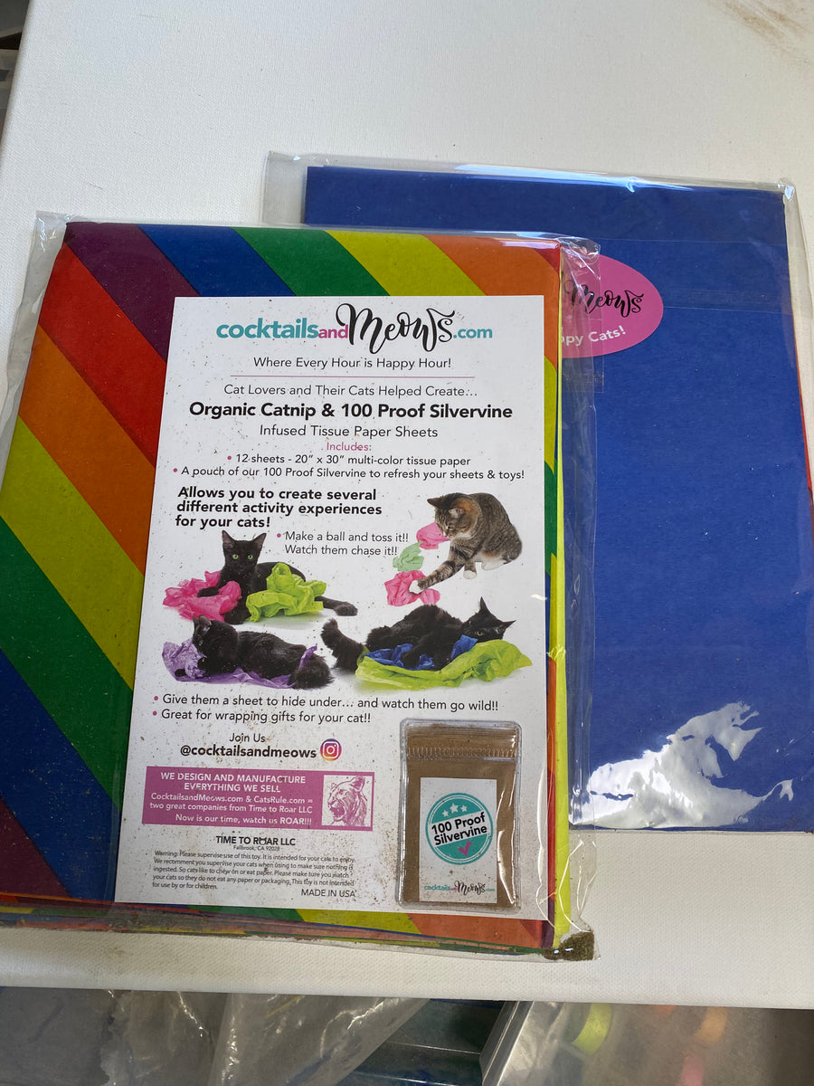 NEW! Organic Catnip & Silvervine Infused Paper Sheets Pride Stripe/Blue