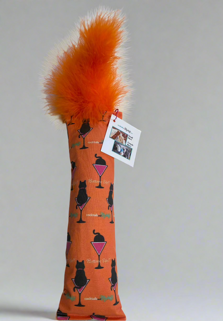 NEW! Bottoms Up! Catnip, Silvervine & Crunch Kicker with Marabou - Orange