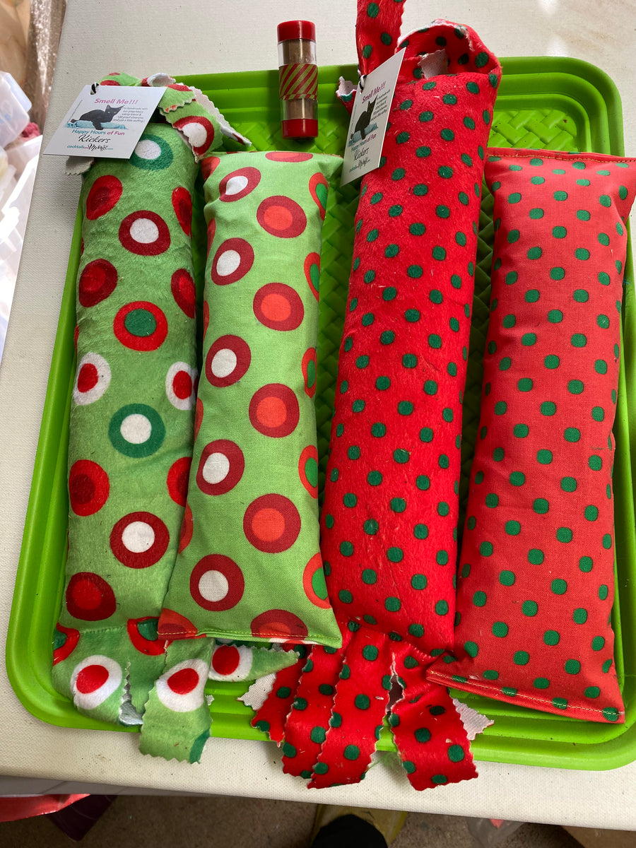 It's All Dots Holiday Value Set of Catnip & Silvervine XL Kickers & Crunch Kickers