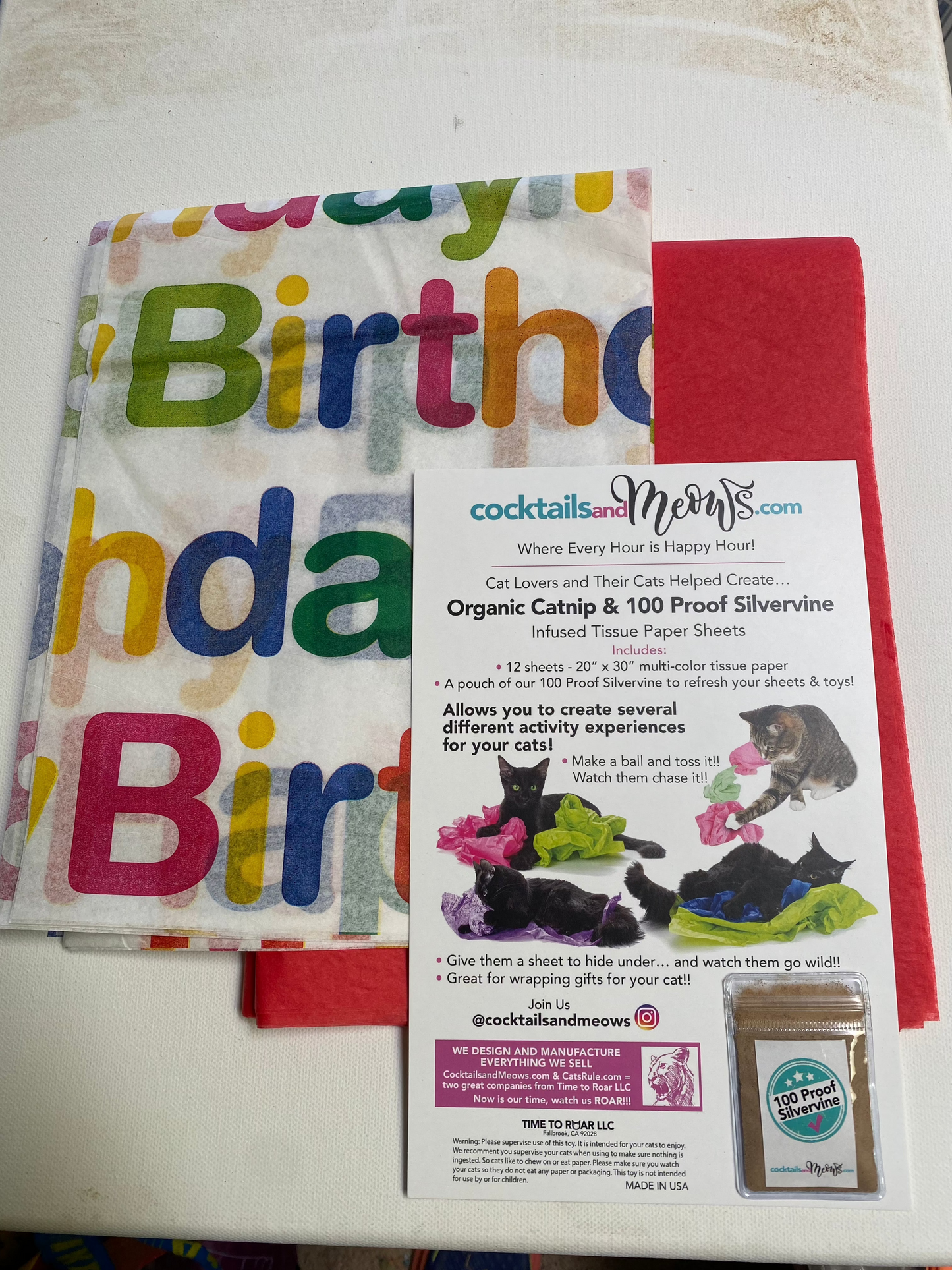 Birthday Silvervine & Organic Catnip Infused Crinkle Sheets