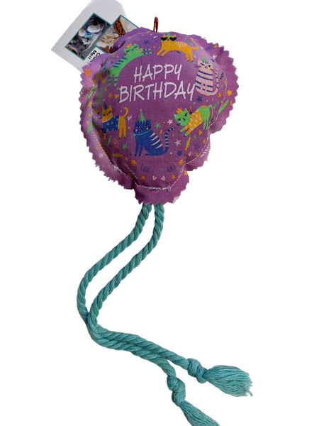 Yay It's My Birthday! 100 Proof Silvervine & Catnip Crunch Ballioon with String Ties