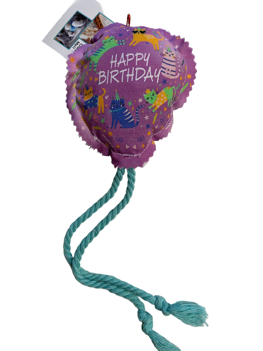 Yay It's My Birthday! 100 Proof Silvervine & Catnip Crunch Ballioon with String Ties
