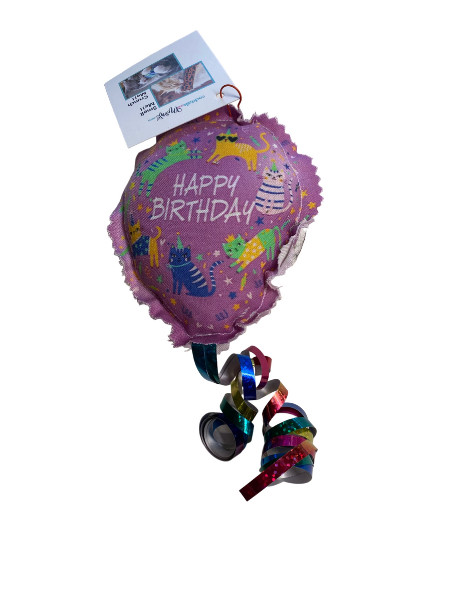 Yay It's My Birthday! 100 Proof Silvervine & Catnip Crunch Ballioon with Streamers