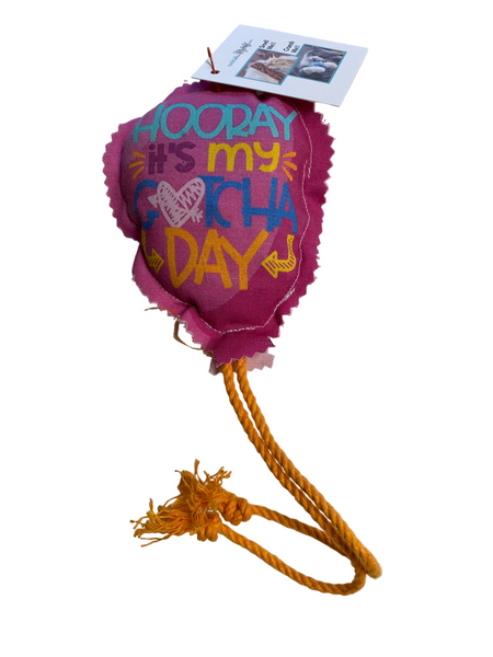 Yay It's My Gotcha Day! 100 Proof Silvervine & Catnip Crunch Ballioon with String Ties