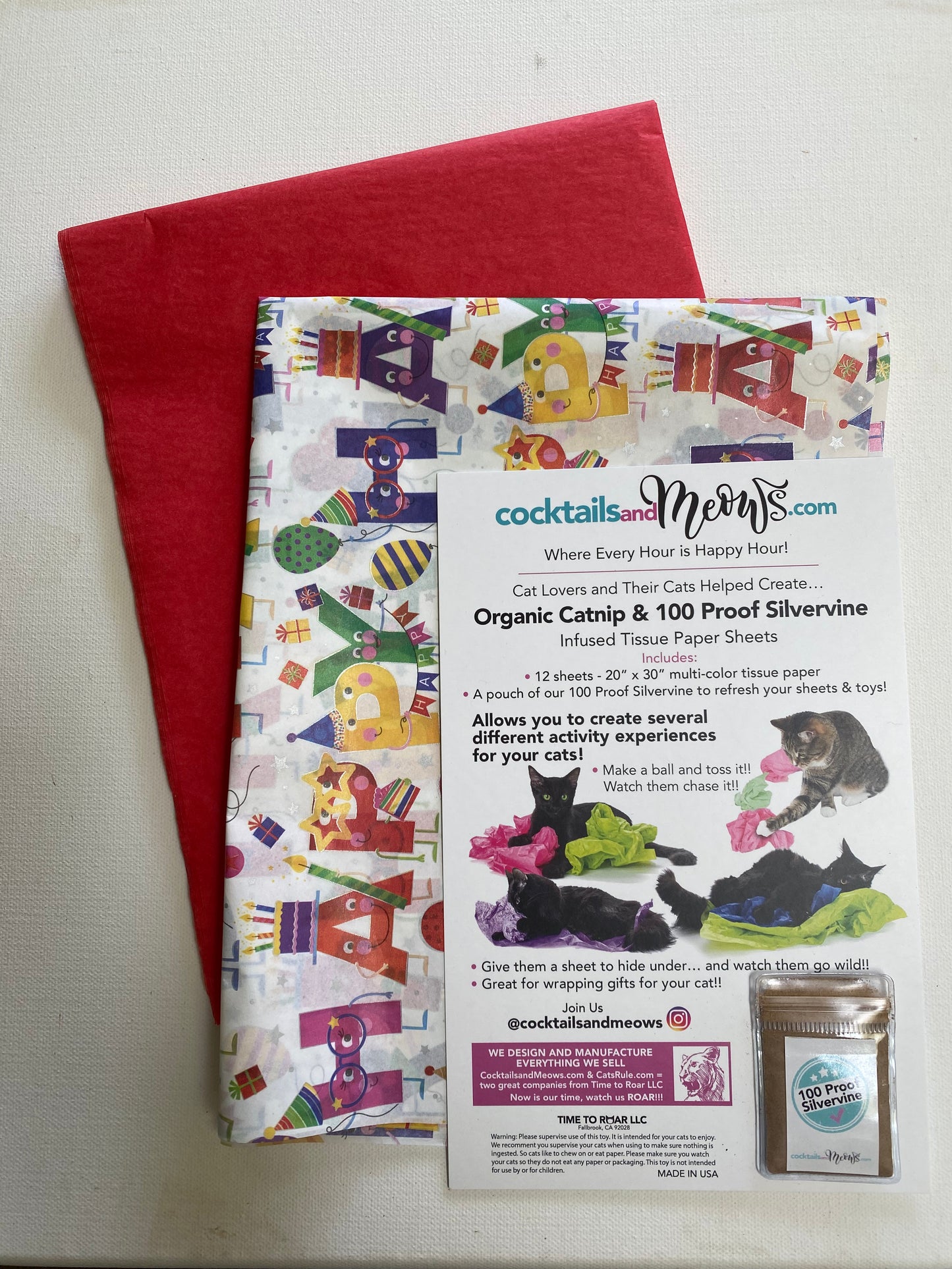 Holiday 100 Proof Silvervine & Organic Catnip Infused Crinkle Sheets