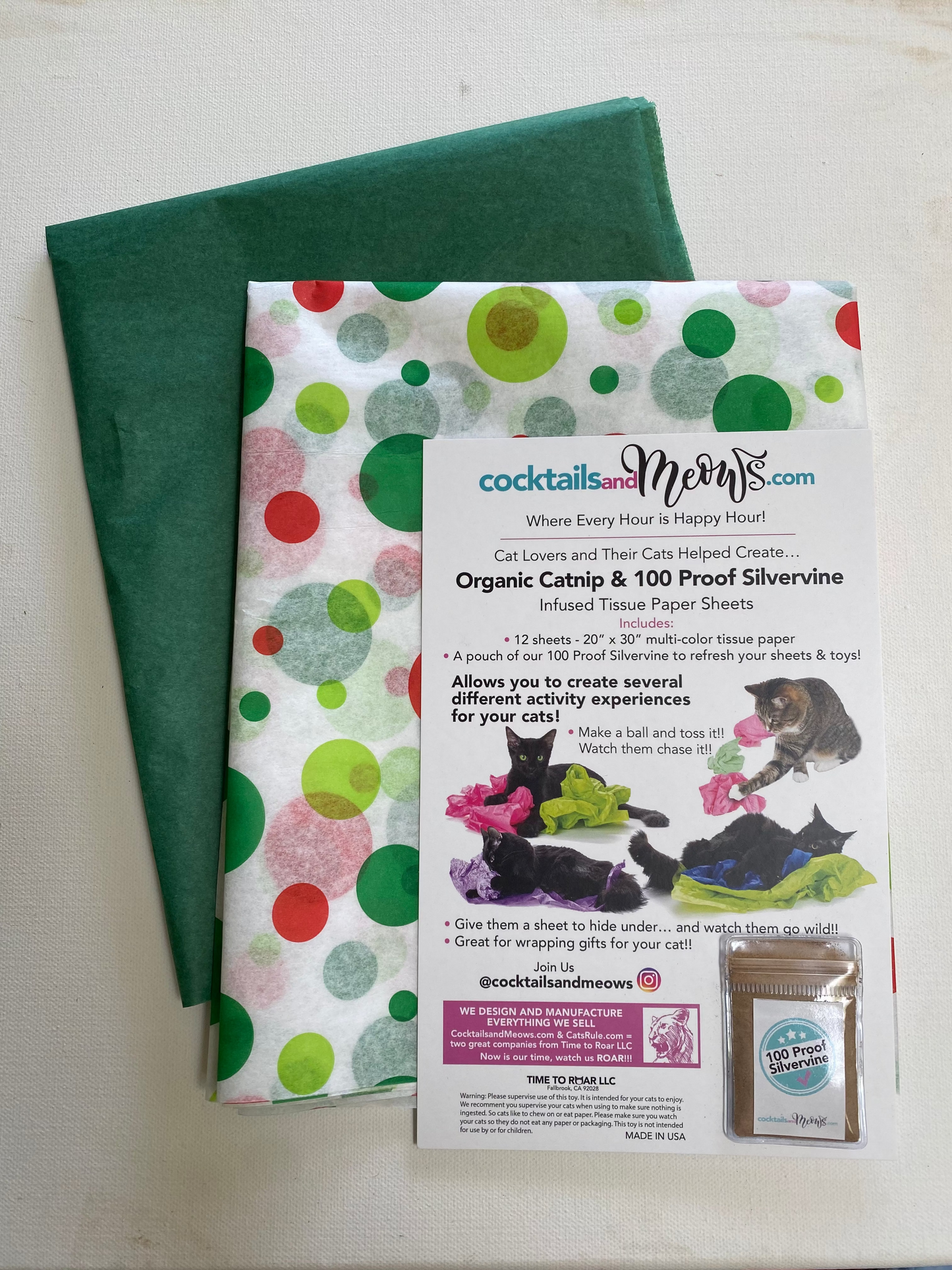 Holiday 100 Proof Silvervine & Organic Catnip Infused Crinkle Sheets