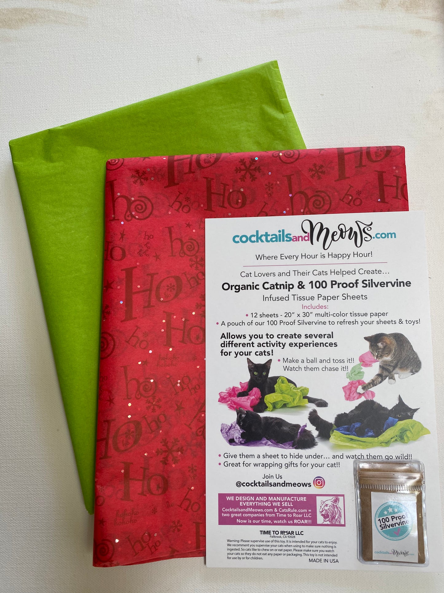 Holiday 100 Proof Silvervine & Organic Catnip Infused Crinkle Sheets