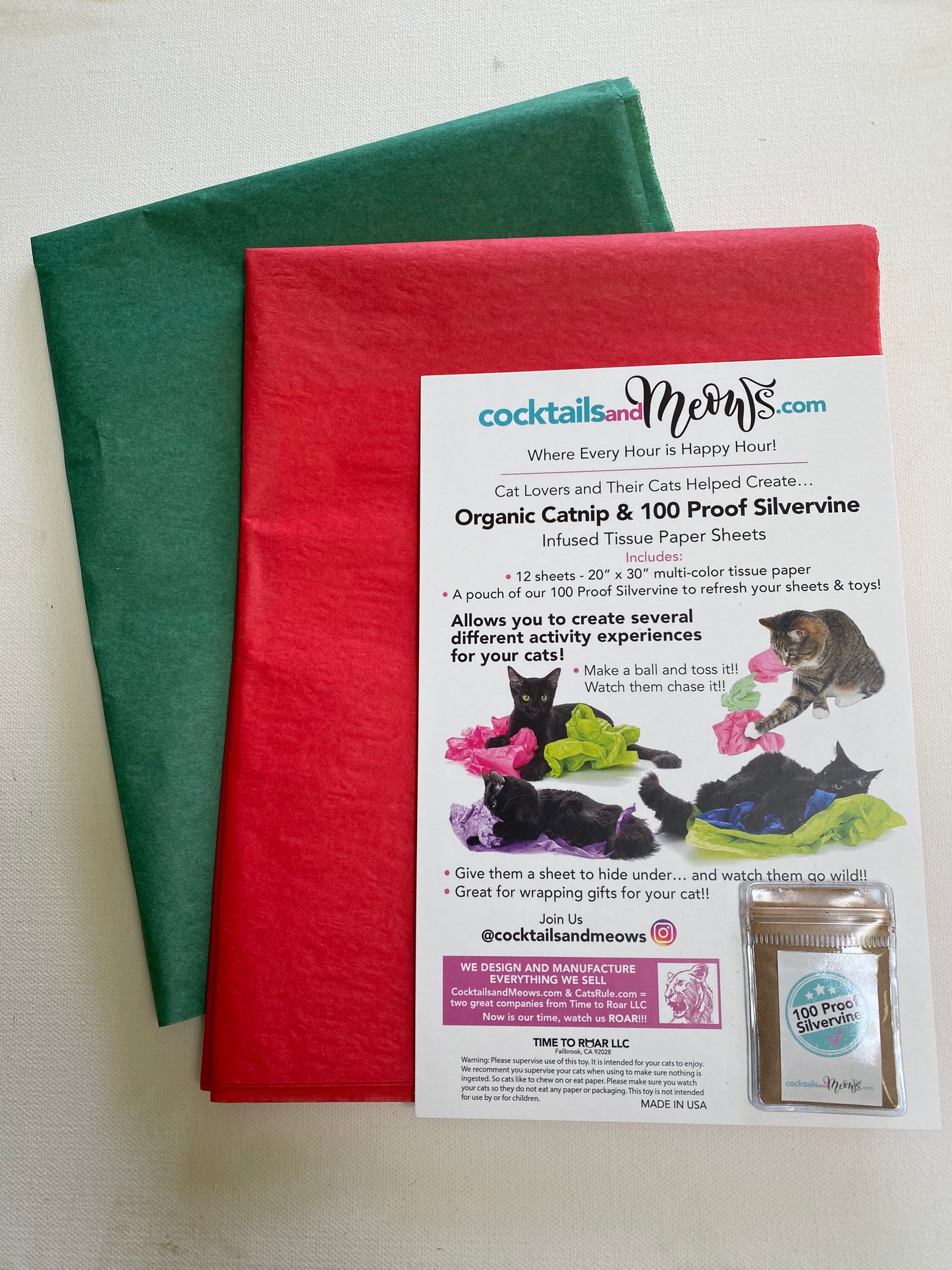 Holiday 100 Proof Silvervine & Organic Catnip Infused Crinkle Sheets