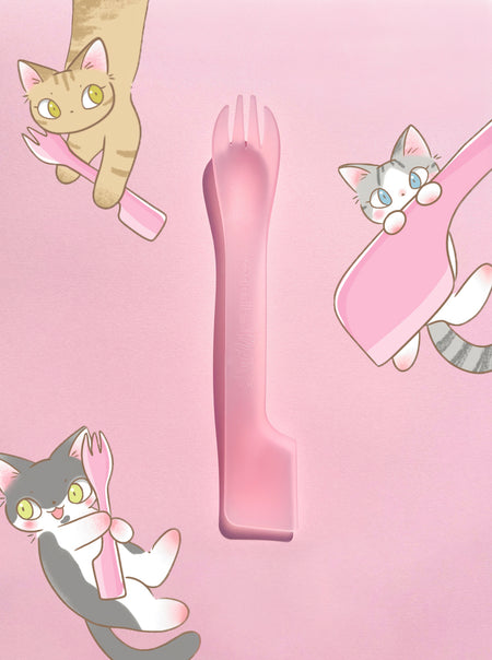 NEW! Dual Ended Food Fork - Pink