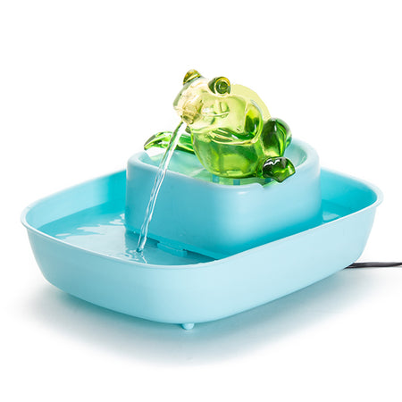 The Drinking Buddy Automatic Watering Frog Fountain - Blue Basin