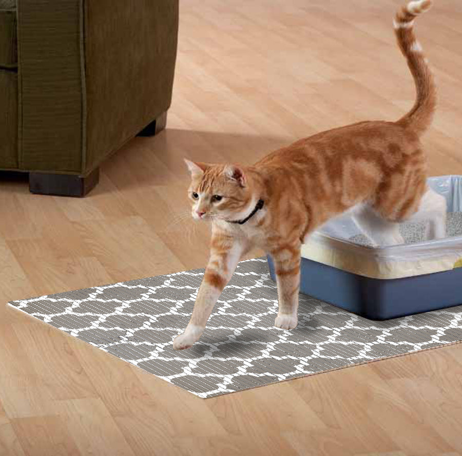 brown cat litter box mat to stop kitty litter tracking