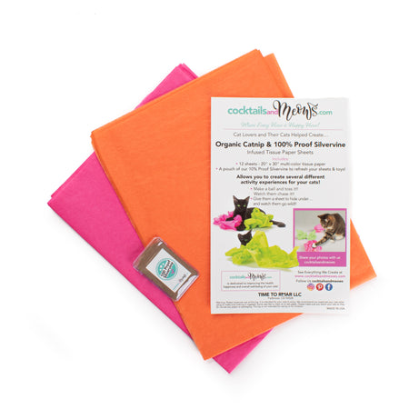 Organic Catnip & Silvervine Infused Paper Sheets (Pink/Orange)