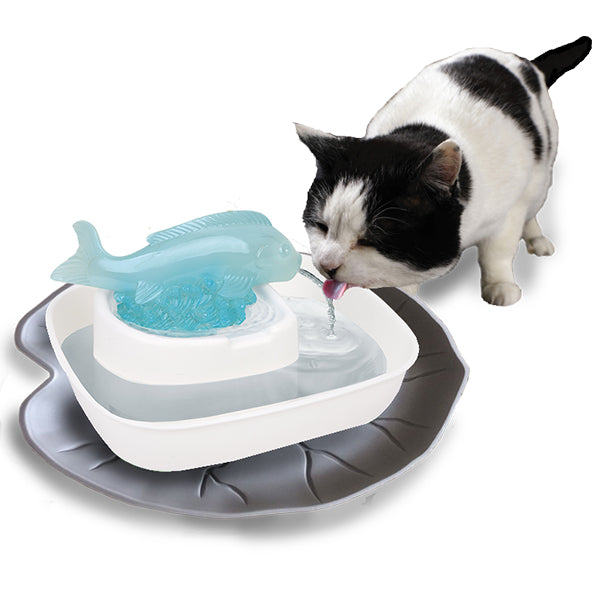 Leaf Cat Water Fountain Mat - Stone