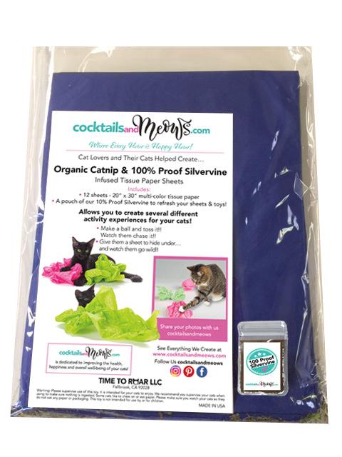 Organic Catnip & Silvervine Infused Paper Sheets (RoyalBlue/LimeGreen)