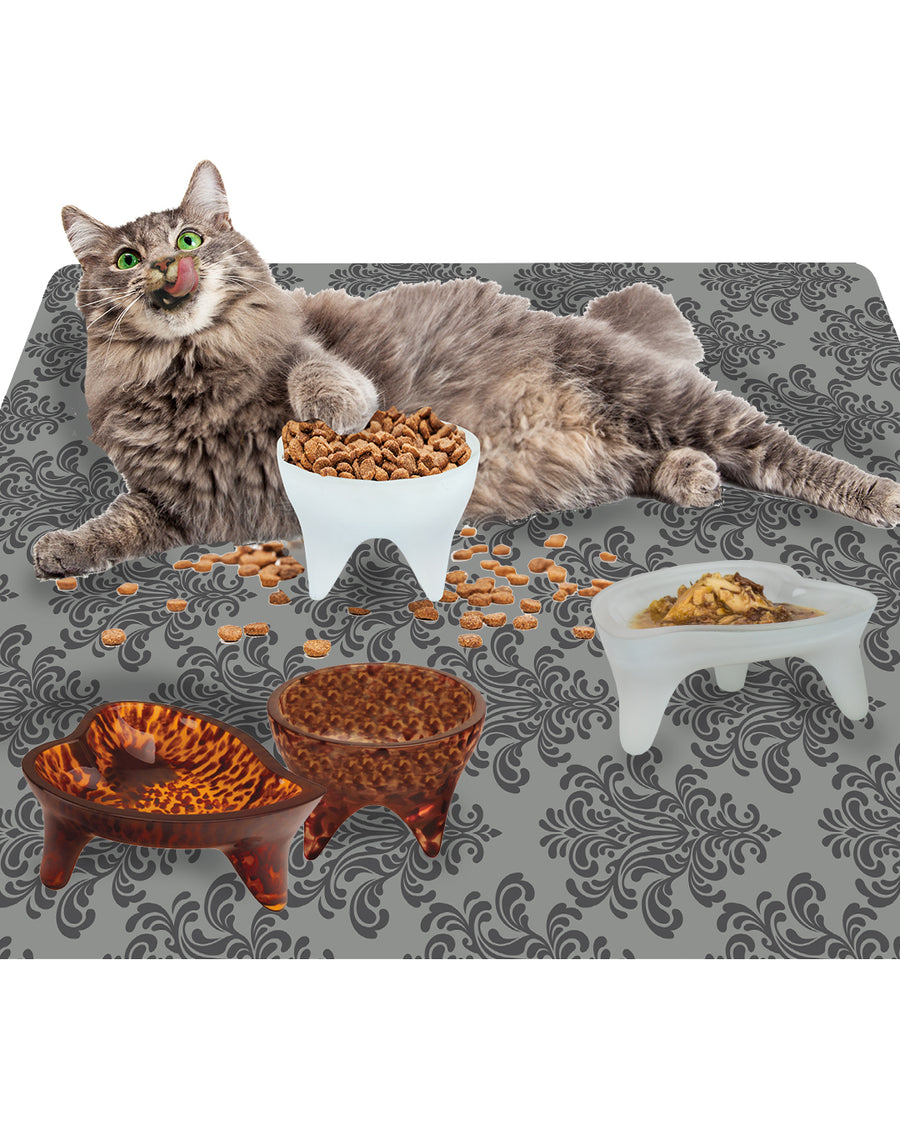 Deluxe Textured Microfiber Large Cat Litter Mat - Grey Filigree