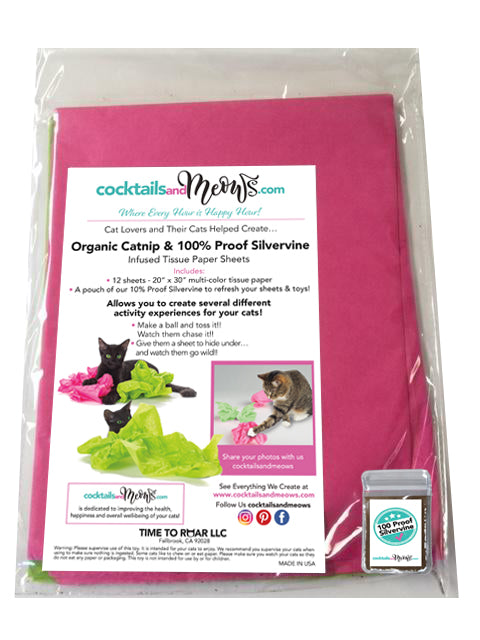 Organic Catnip & Silvervine Infused Paper Sheets (Pink/Green)