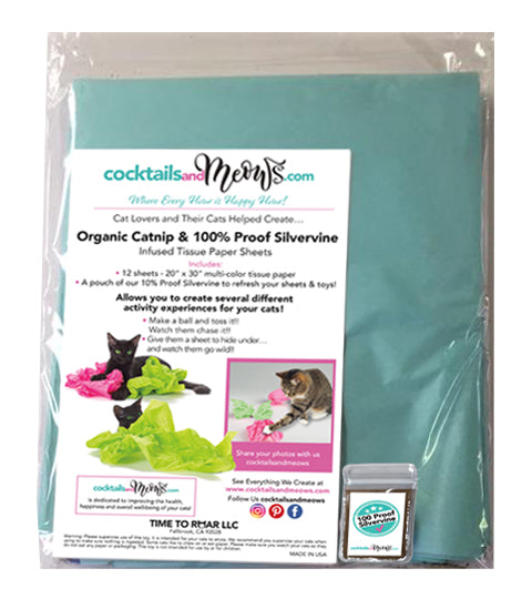 Organic Catnip & Silvervine Infused Paper Sheets (Teal/RoyalBlue)